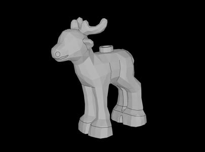 Lego Compatible (60436.dat) Animal Reindeer Fawn with Molded Antlers and Tail   