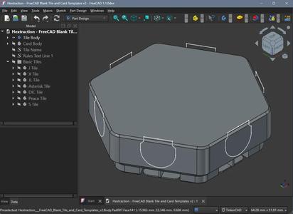 Hextraction - FreeCAD Blank Tile and Card Templates   