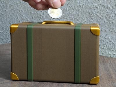 Travel Fund Piggy Bank – Old-Style Suitcase