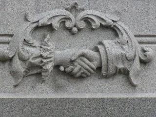 Hand Shake old relief   