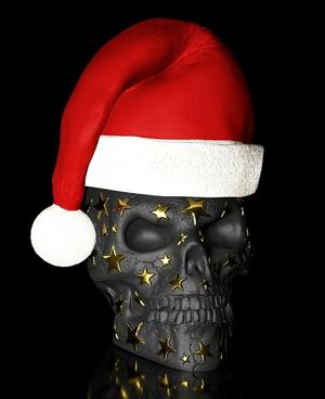 Skull - Skull with stars and Christmas cap Cap