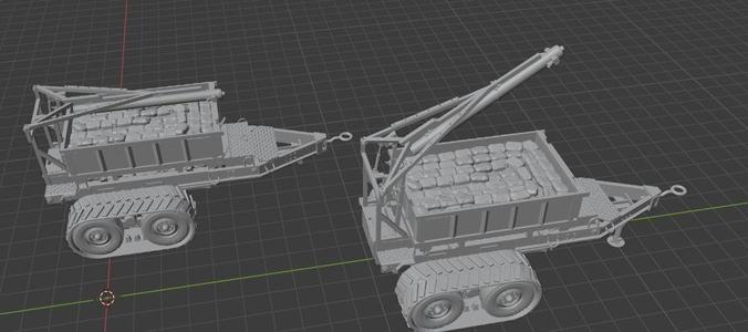 m58 mine cleaning line charge MCLIC on on tracked trailer 35 th scale