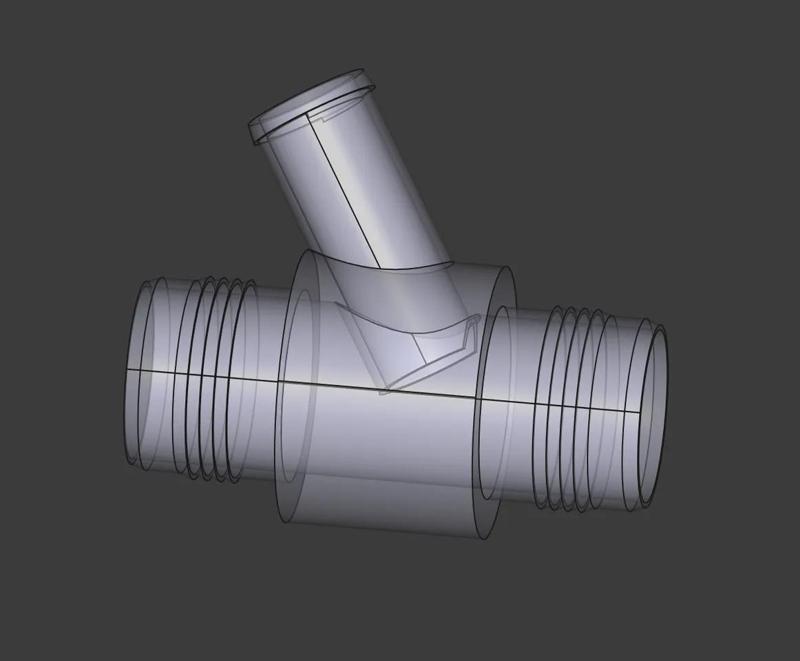 38.8mm-38.8mm-25mm hose coupling with 15mm output/intake (venturi) /Schlauchkupplung 38.8mm-38.8mm mit Anschluss 25mm und 15mm Einströmer   