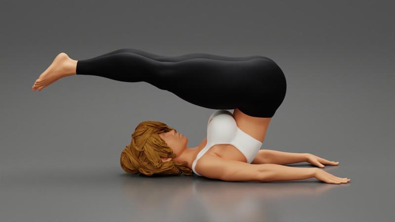Sporty Woman Doing Yoga the plough posture