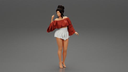 sexy girl posing in fashion shirt and mini skirt