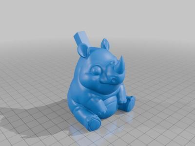 Rhino Figurine (No Supports Required) / Rectangular back