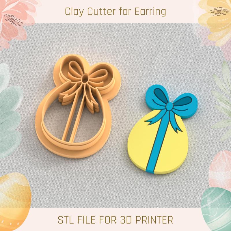Egg With Ribbon Easter Polymer Clay Cutters