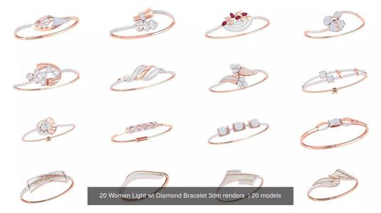20 Women Light wt Diamond Bracelet 3dm renders  3D Model Collection
