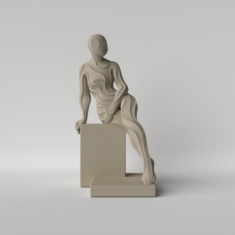 Minimalist Woman in Relaxing Pose – Feminine Serenity