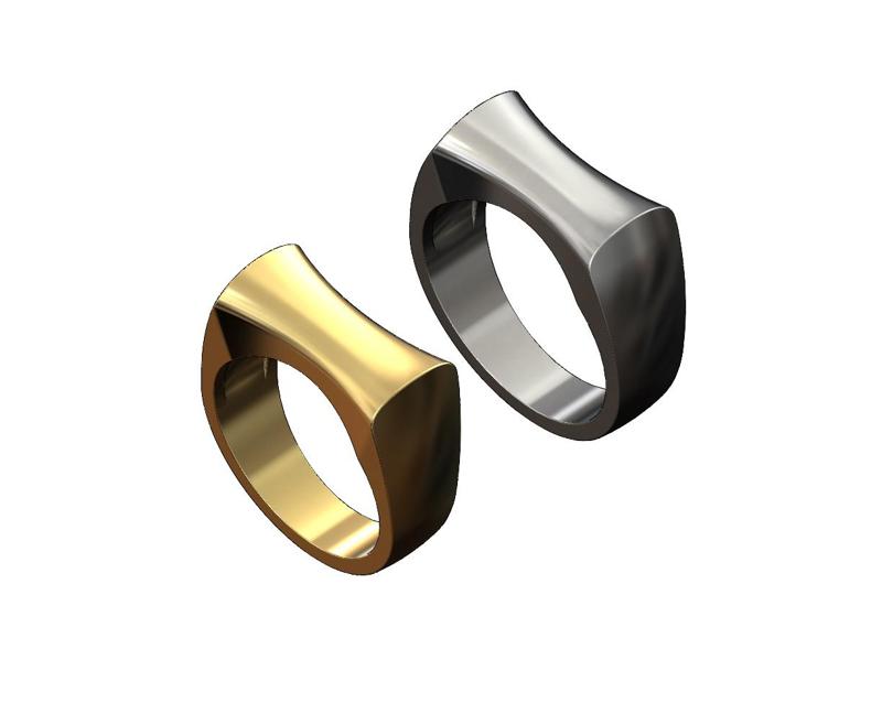 Concave sides rounded top rectangular ring 3D print model