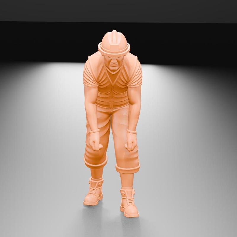 Construction Worker Holding Plank Pose | 3D Printable Figure