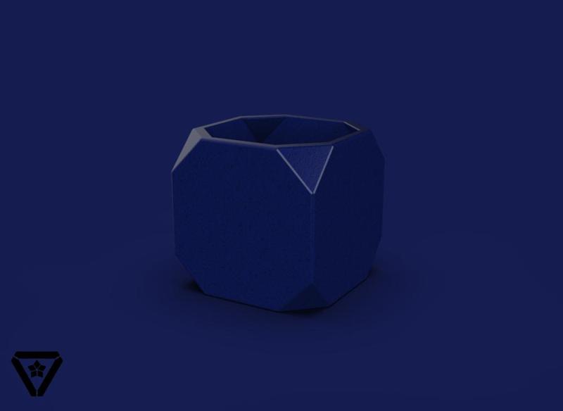 103. Cube Platonic Solid Goemetric Bonsai Vase - V6 - Erina (Inches)