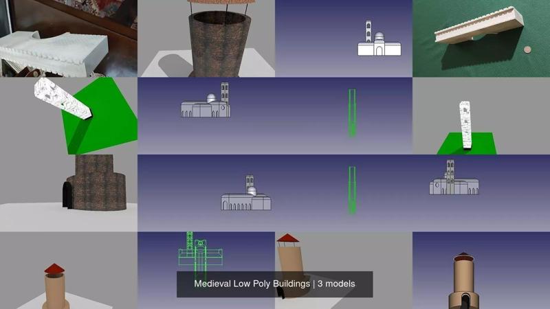 Medieval Low Poly Buildings 3D Model Collection