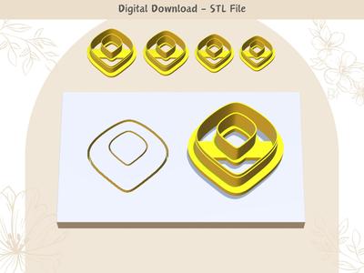 Rounded Diamond Clay Cutter for Polymer Clay | Digital STL File | Clay Tools | 4 Sizes Summer Clay Cutters, 2 Cutter Versions