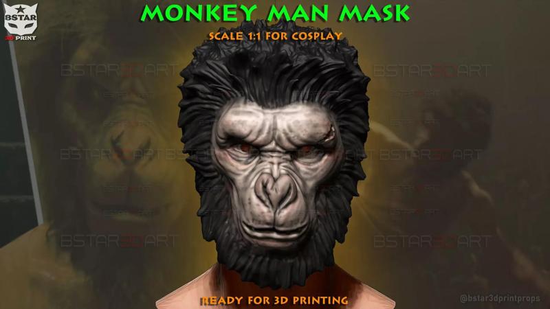 Monkey Man Mask -Dev patel Cosplay for Halloween prop