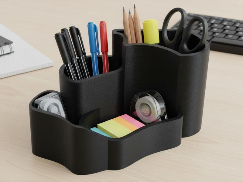 Organic Multi‑Compartment Pen Holder.