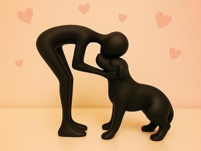 Dog Lovers – Minimalist Human-Dog Sculpture