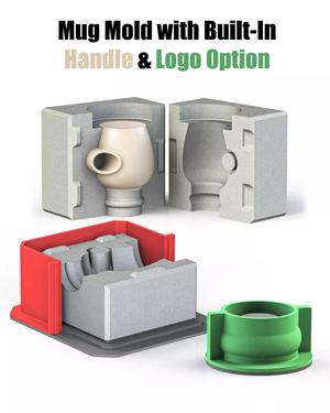 Slip casting Mug mold with Built-In Handle