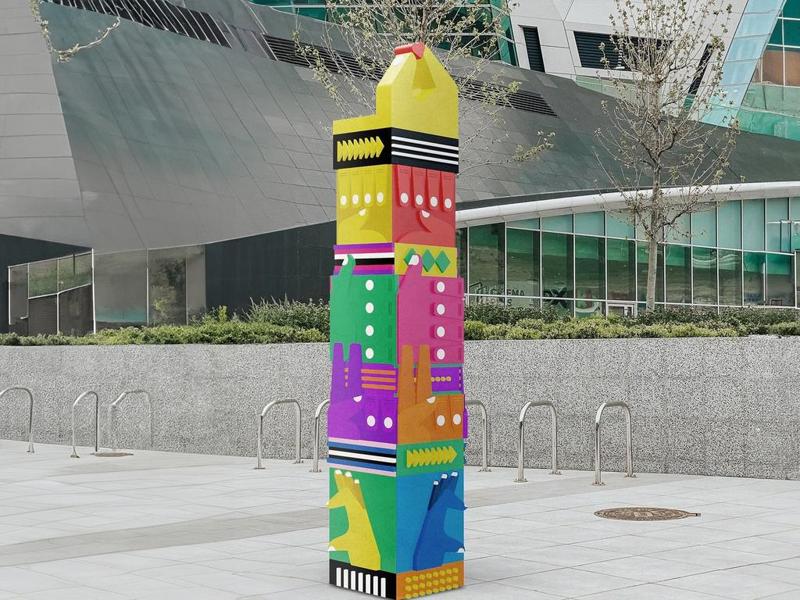 Kevin Bacon Six Shakes Symbol Monument Colorful Modular Totem