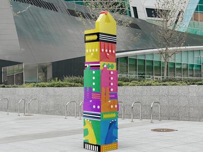 Kevin Bacon Six Shakes Symbol Monument Colorful Modular Totem