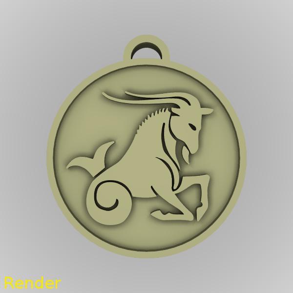 Capricorn Zodiac Medallion Pendant
