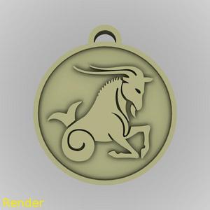 Capricorn Zodiac Medallion Pendant