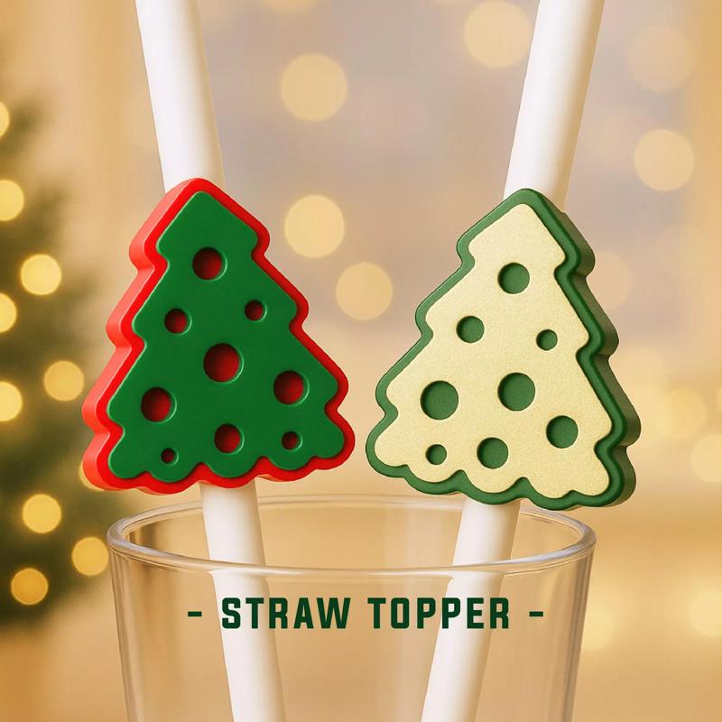 Christmas Straw Topper - Christmas Tree - 10mm
