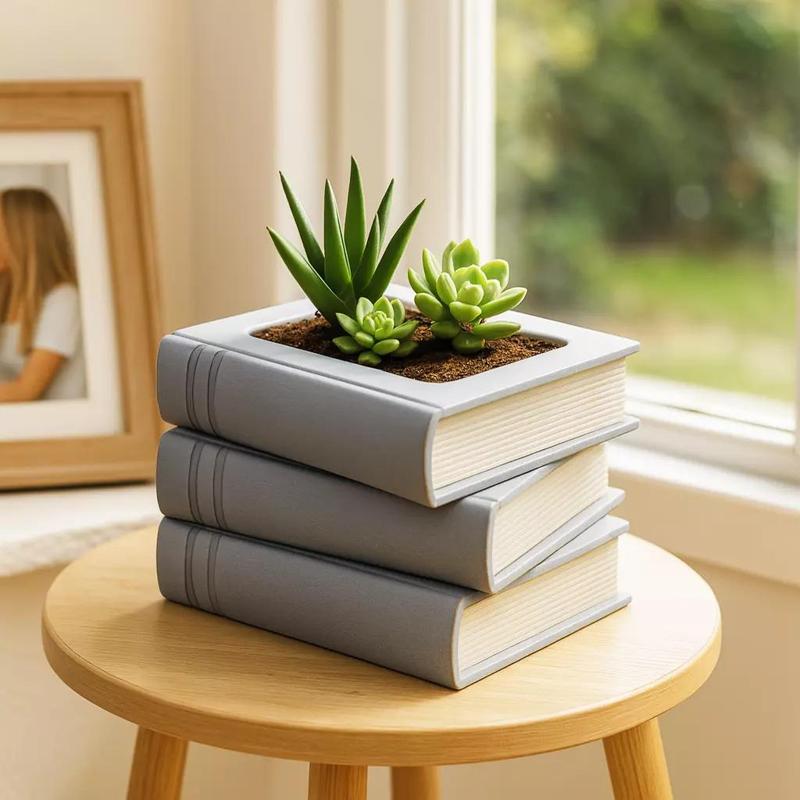 Book Planter  Succulent Cactus Pot  Book Plant Shelf