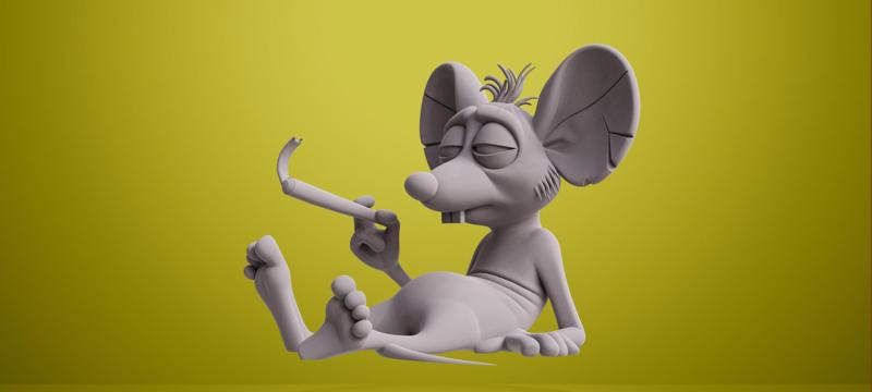 2xFunny Stoned Rat with Joint - Funny Stoned Rat 3D Figure - Weed Fan Art 3D Model