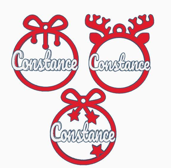 3 x Constance, personalized Christmas bauble, christmas