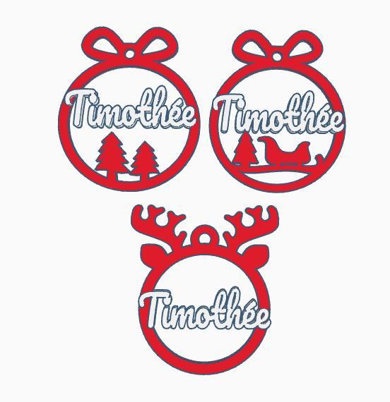 3 x Timothée, personalized Christmas tree ball, christmas