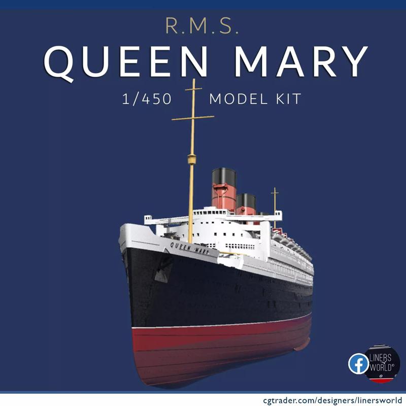 RMS QUEEN MARY ocean liner 1-450 printable model kit