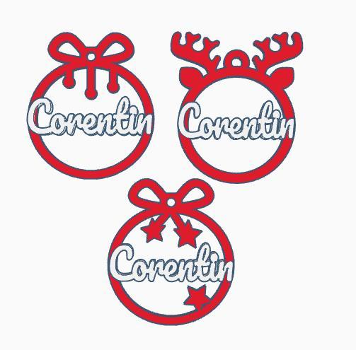 3 x Corentin, Christmas bauble, christmas