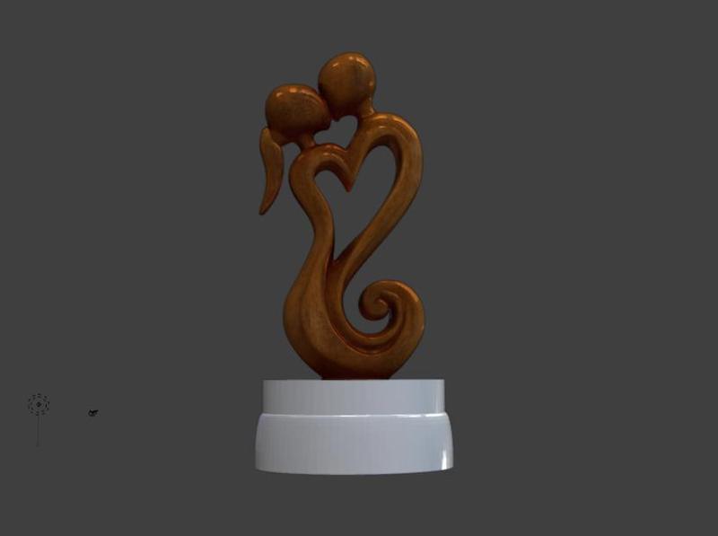 Two Hearts Beating Together The Sculpture of Love Figure - 3D Print Model