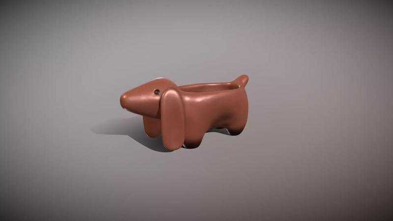 Dachshund shaped pot planter 3d printable dog