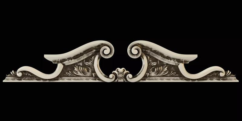 Frontal pair of ornate corbels