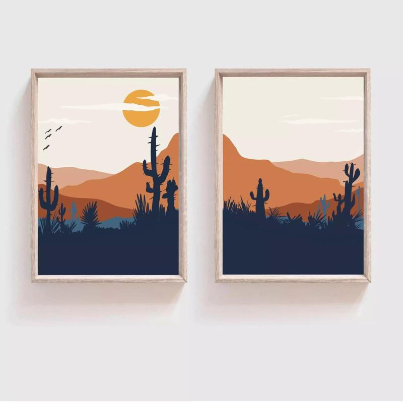 Mid Century Modern Desert Print Cactus Print Desert Art