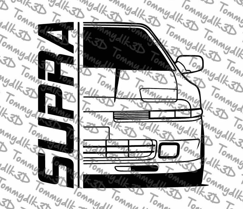 Toyota Supra Mk3 Mk3 vector SVG, DXF car front with SUPRA lettering