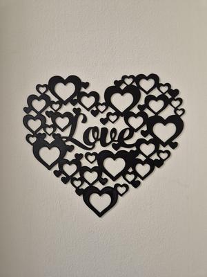 Line Art: Heart Made of Hearts with "Love"