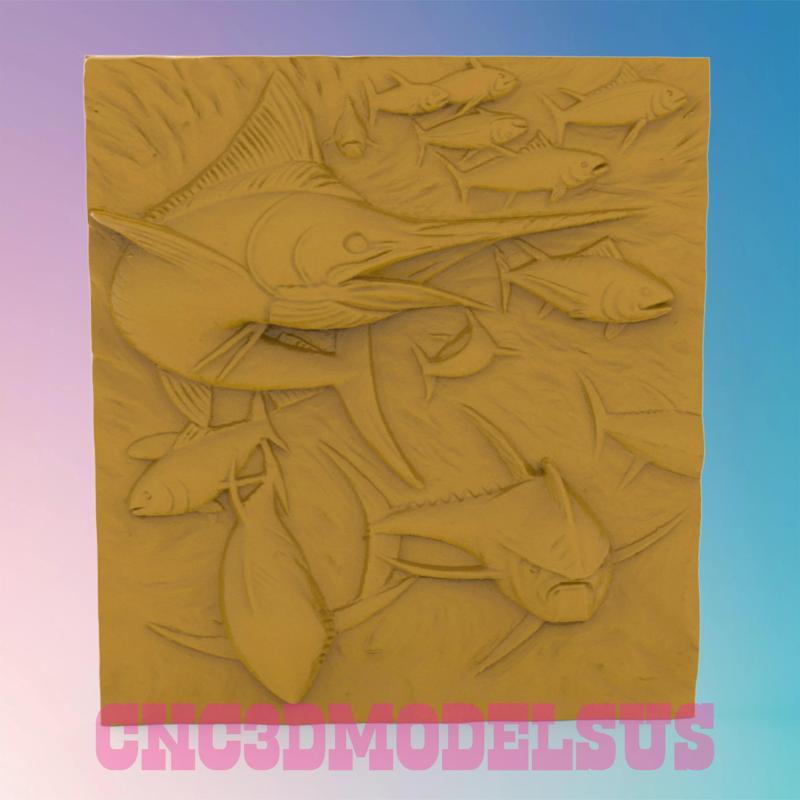 pano with fish 3D MODEL STL FILE FOR CNC ROUTER LASER