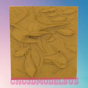 pano with fish 3D MODEL STL FILE FOR CNC ROUTER LASER