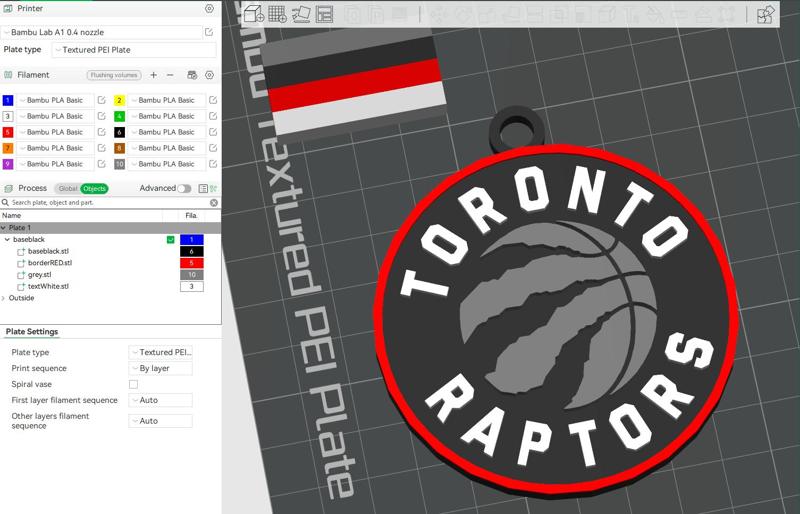 NBA toronto raptors keychain Badge Printable and Renderable
