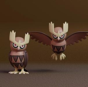 Pokemon - Noctowl with 2 poses