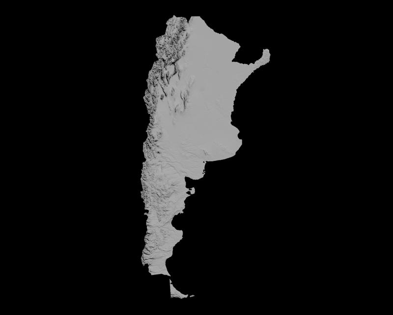 Topographic Map of Argentina – 3D Terrain
