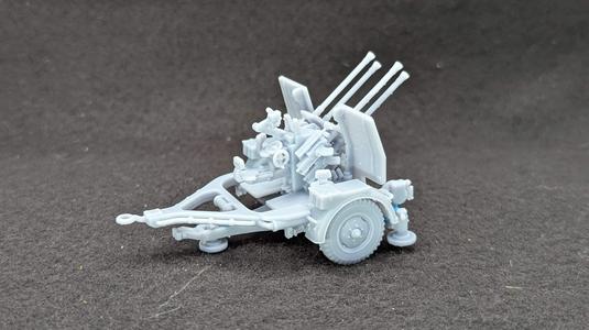Anti-Aircraft gun 2cm Flakvierling 38 (wheels+cross)+Gunner (Germany, WW2)