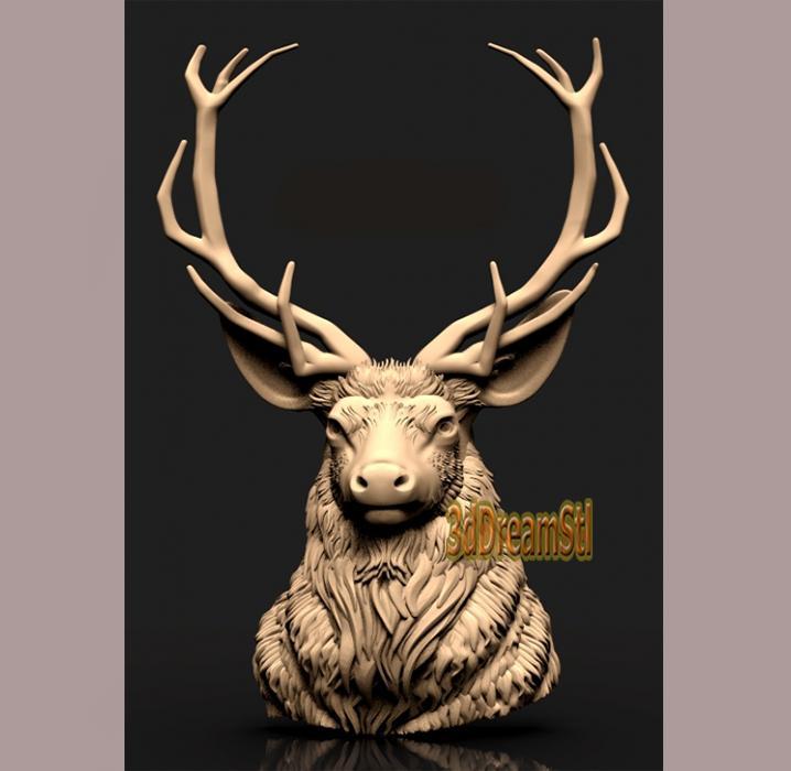 Deer STL model, CNC router engraver, artcam, aspire, cnc files, wood, art, wall decor, CNC