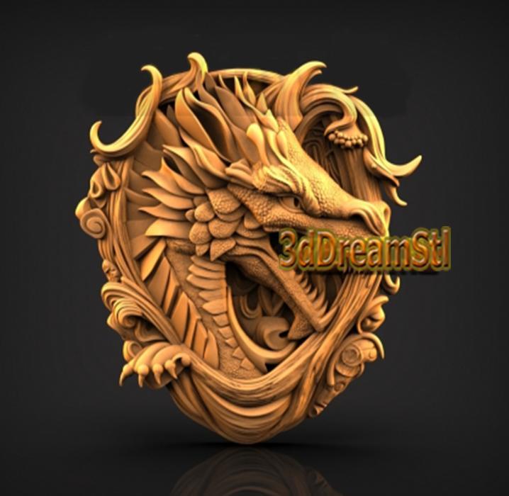 dragon STL model, CNC router engraver, artcam, aspire, cnc files, wood, art, wall decor, CNC