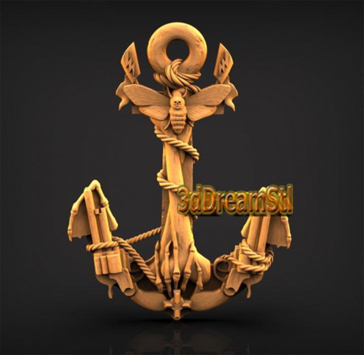 Anchor STL model, CNC router engraver, artcam, aspire, cnc files, wood, art, wall decor, CNC