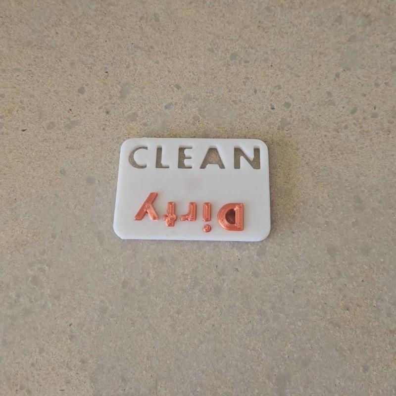 Magnetic Dishwasher Clean Dirty Sign – 3D Printable Reversible Indicator