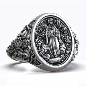 Saint Rose of Lima Cross Roses Christ Catholic Ring